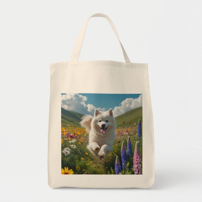 Samoyed Elegant Grocery Tote Bag (Front)