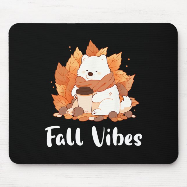 Samoyed Fall Vibes Funny Dog Pumpkin Spice Latte  Mouse Mat (Front)