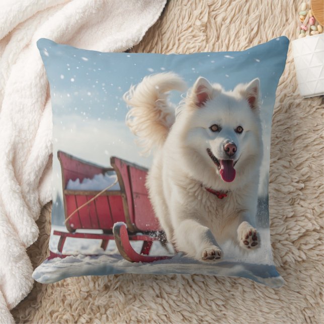 Samoyed Festive Holiday Christmas Cushion (Blanket)