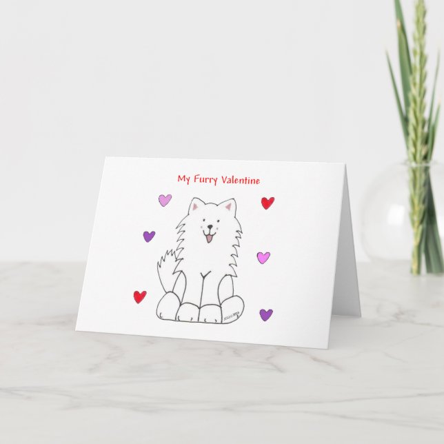 Samoyed Furry Valentine Holiday Card (Front)
