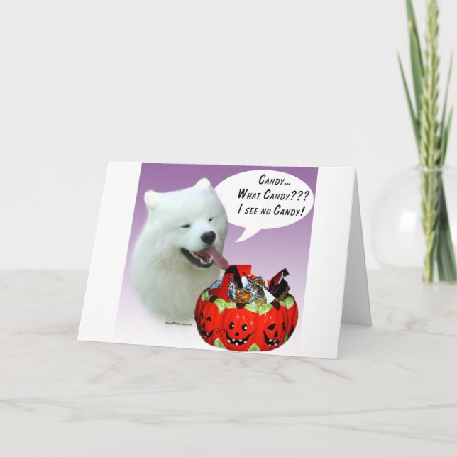 Samoyed Halloween Candy Card (Front)