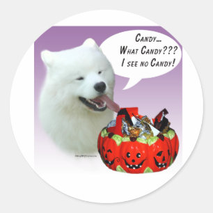 Samoyed Halloween Candy Classic Round Sticker
