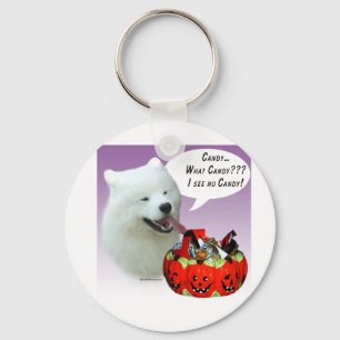 Samoyed Halloween Candy Key Ring