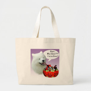 Samoyed Halloween Candy Large Tote Bag