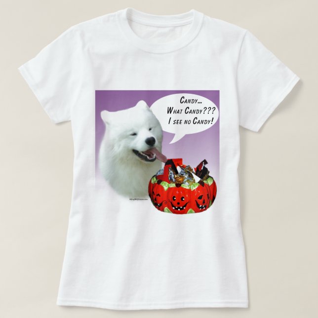 Samoyed Halloween Candy T-Shirt (Design Front)