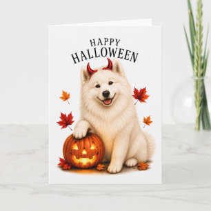 Samoyed Halloween Devil Dog Card