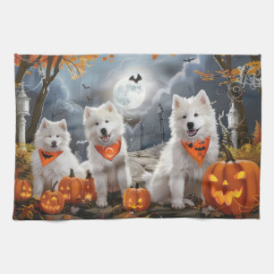 Samoyed Halloween Spooky Tea Towel