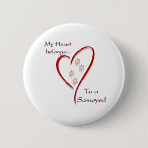 Samoyed Heart Belongs 6 Cm Round Badge