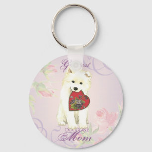 Samoyed Heart Mum Key Ring