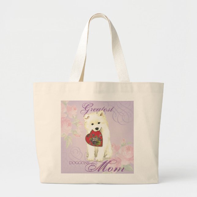 Samoyed Heart Mum Large Tote Bag (Front)