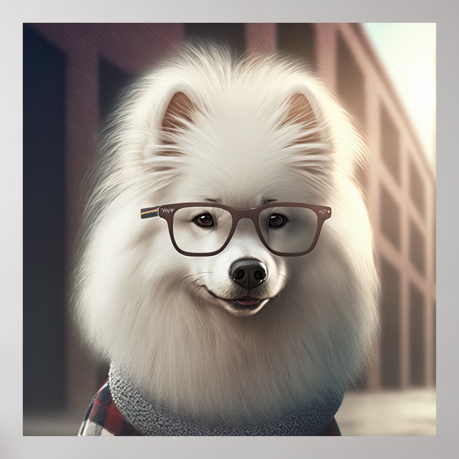 Samoyed Hipster Dog Poster (Front)