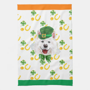 Samoyed Holiday Home Decor St Patricks Day Tea Towel