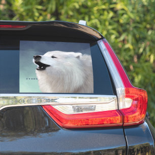 Samoyed Howl; Custom-Cut Clear Vinyl Sticker XL