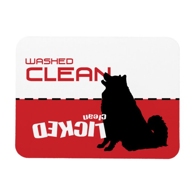 Samoyed Husky Dog Dishwasher Magnet - Licked Clean (Horizontal)