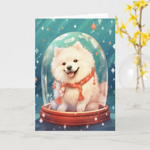 Samoyed in a Christmas Snow Globe Bright Lights Card