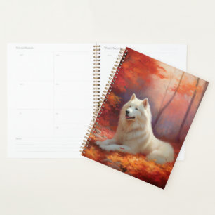 Samoyed in Autumn Leaves Fall Inspire Planner