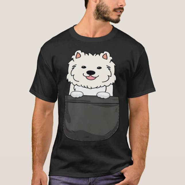 Samoyed in pocket  cute mom dad dog T-Shirt (Front)
