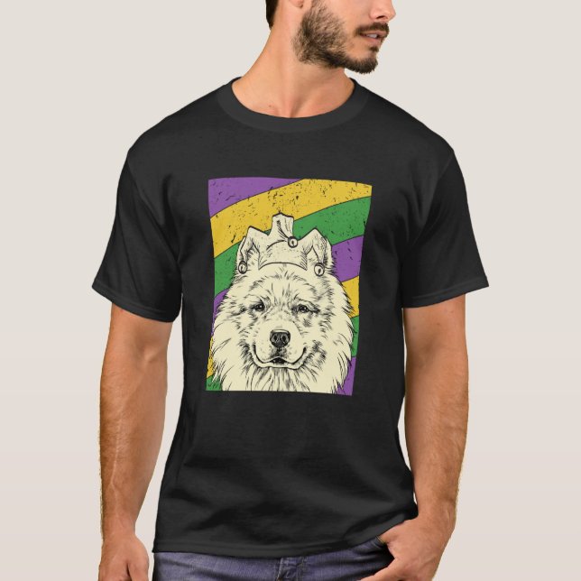 Samoyed Jester Mardi Gras Dog Mom or Dad T-Shirt (Front)