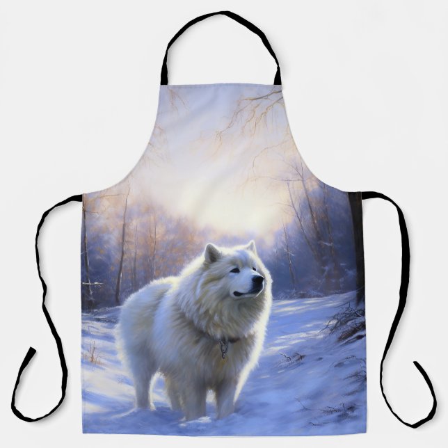 Samoyed Let It Snow Christmas Apron (Front)