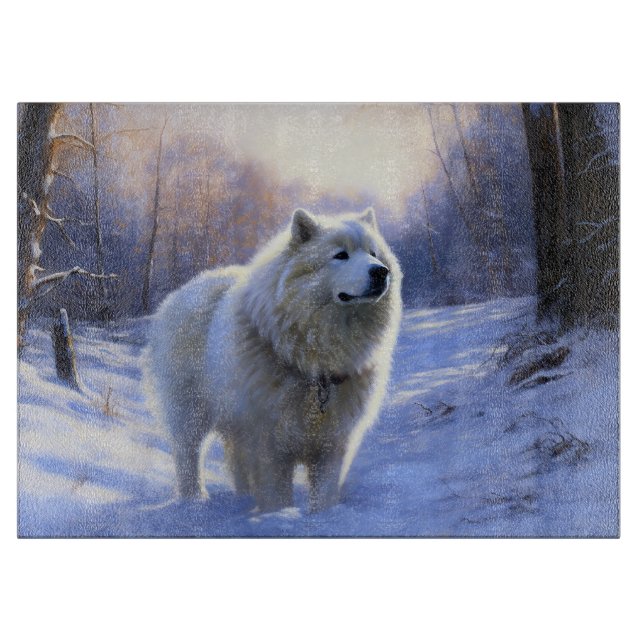 Samoyed Let It Snow Christmas Cutting Board (Front)