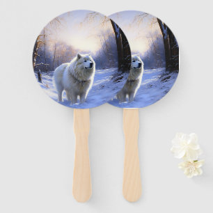 Samoyed Let It Snow Christmas Hand Fan