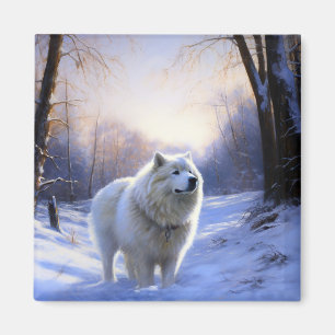 Samoyed Let It Snow Christmas Magnet