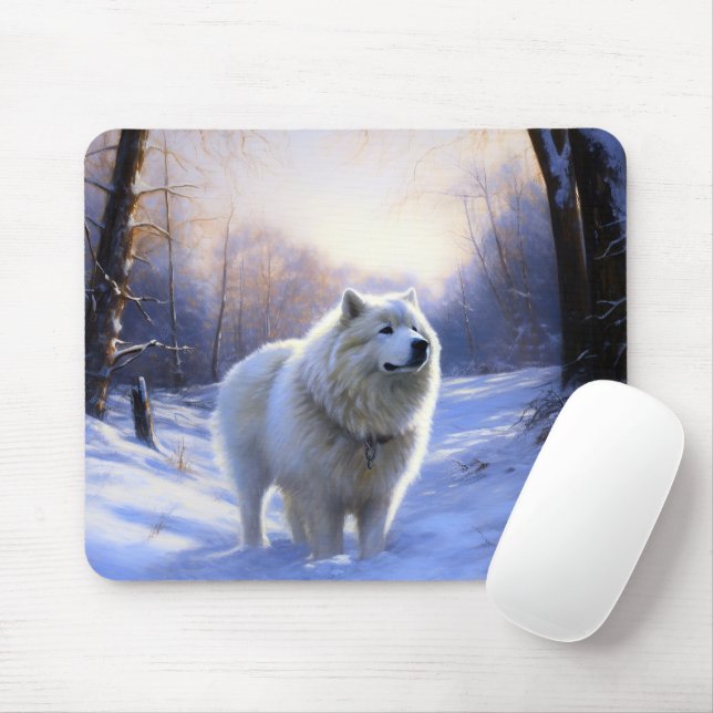 Samoyed Let It Snow Christmas Mouse Mat (With Mouse)