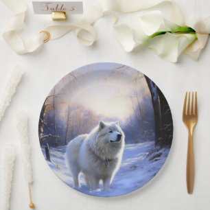 Samoyed Let It Snow Christmas Paper Plate