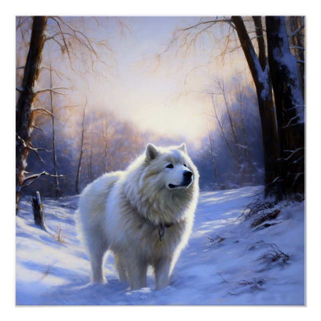 Samoyed Let It Snow Christmas Poster (Front)