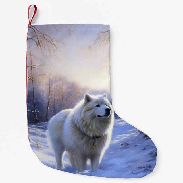 Samoyed Let It Snow Christmas Small Christmas Stocking (Front)