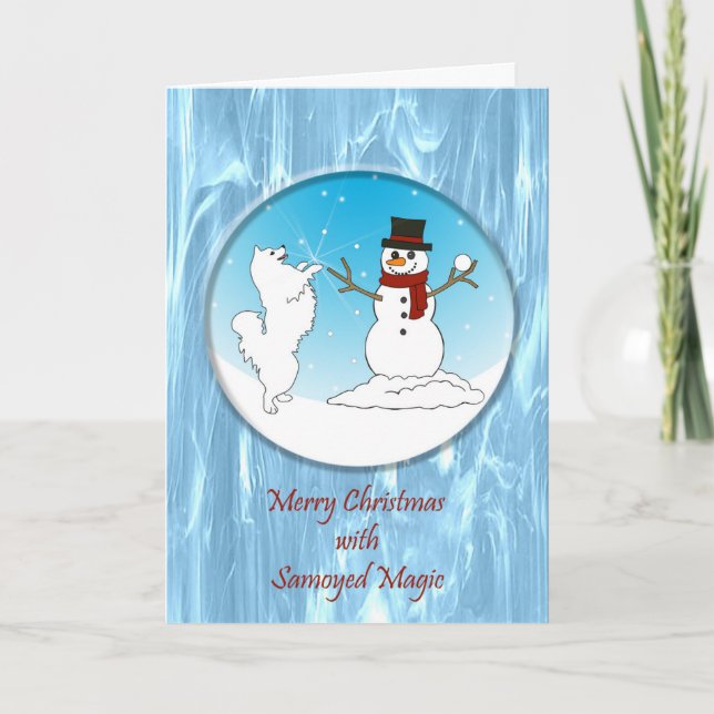 Samoyed Magic Christmas Folded Greeting Card (Front)
