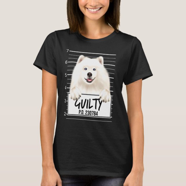 Samoyed Mugshot Guilty Dog T-Shirt (Front)