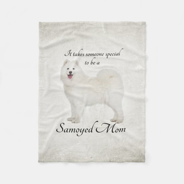 Samoyed Mum Fleece Blanket (Front)