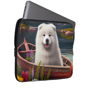 Samoyed on a Paddle: A Scenic Adventure Laptop Sleeve