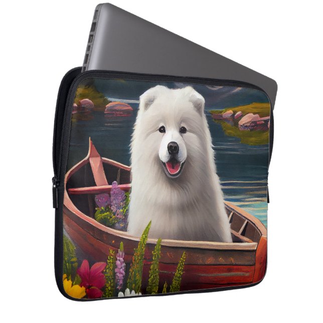Samoyed on a Paddle: A Scenic Adventure Laptop Sleeve (Front Right)