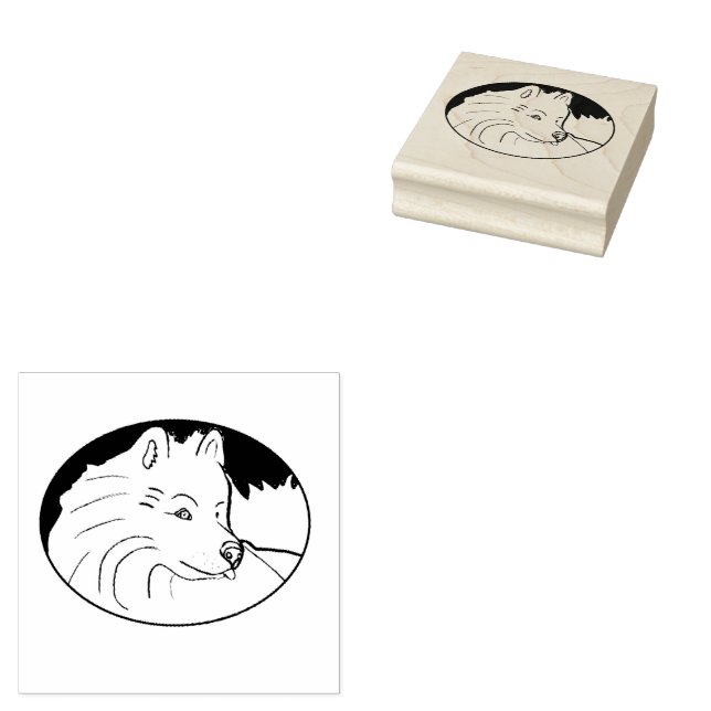 Samoyed Oval Stamp; Hours of Fun Rubber Stamp (Stamped)