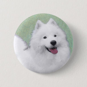 Samoyed Painting - Cute Original Dog Art 6 Cm Round Badge