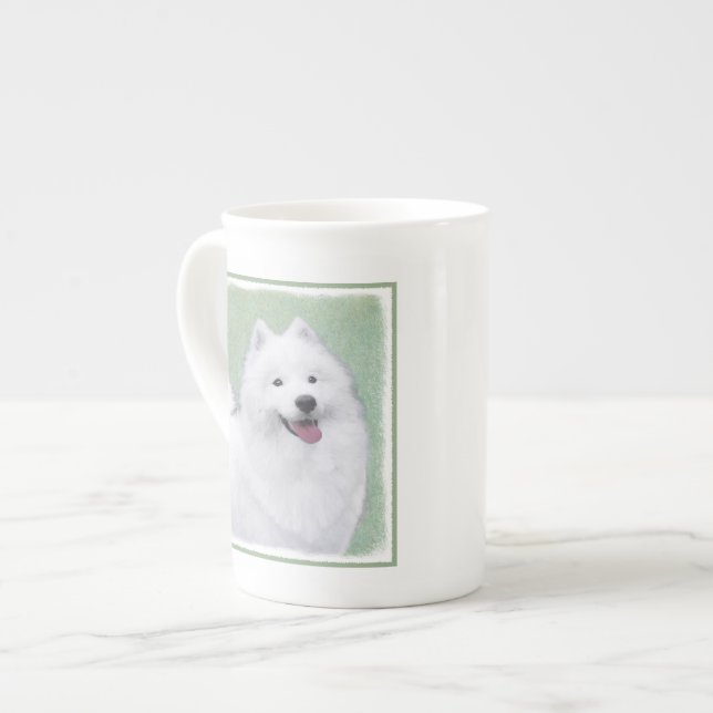 Samoyed Painting - Cute Original Dog Art Bone China Mug (Front Left)