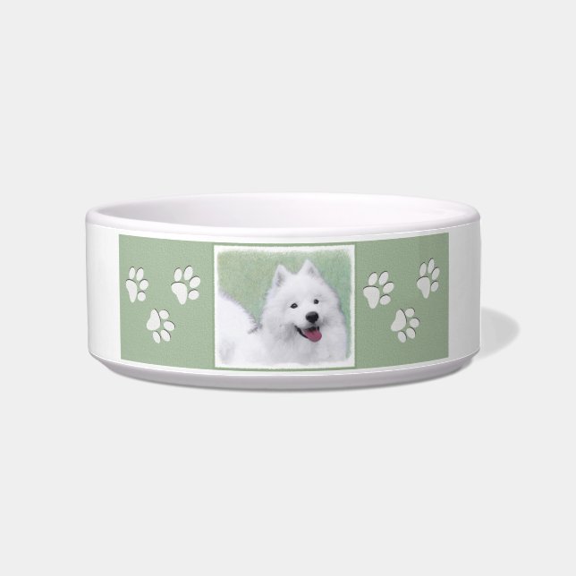Samoyed Painting - Cute Original Dog Art Bowl (Right)