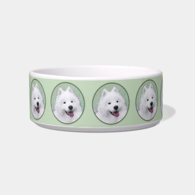 Samoyed Painting - Cute Original Dog Art Bowl (Left)