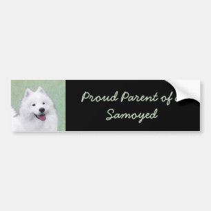 Samoyed Painting - Cute Original Dog Art Bumper Sticker
