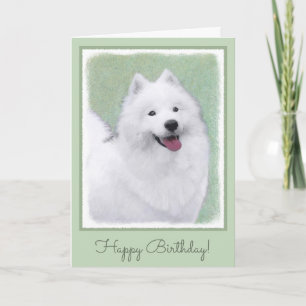 Samoyed Painting - Cute Original Dog Art Card