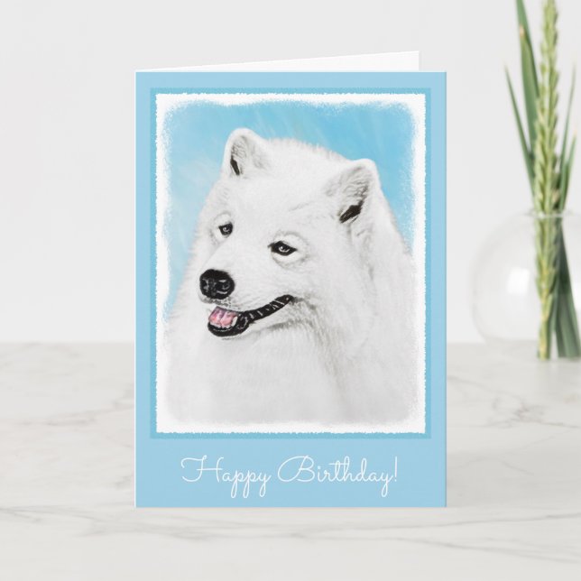 Samoyed Painting - Cute Original Dog Art Card (Front)