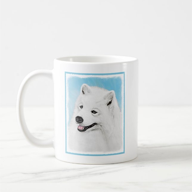 Samoyed Painting - Cute Original Dog Art Coffee Mug (Left)