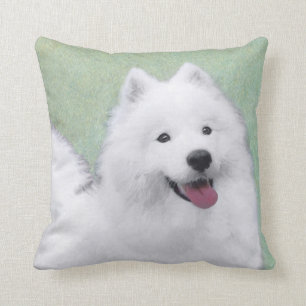 Samoyed Painting - Cute Original Dog Art Cushion