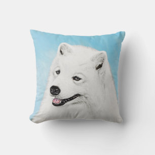 Samoyed Painting - Cute Original Dog Art Cushion