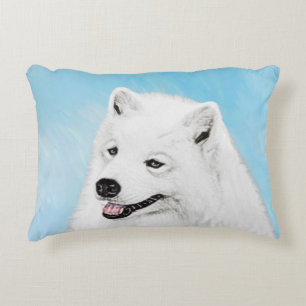 Samoyed Painting - Cute Original Dog Art Decorative Cushion