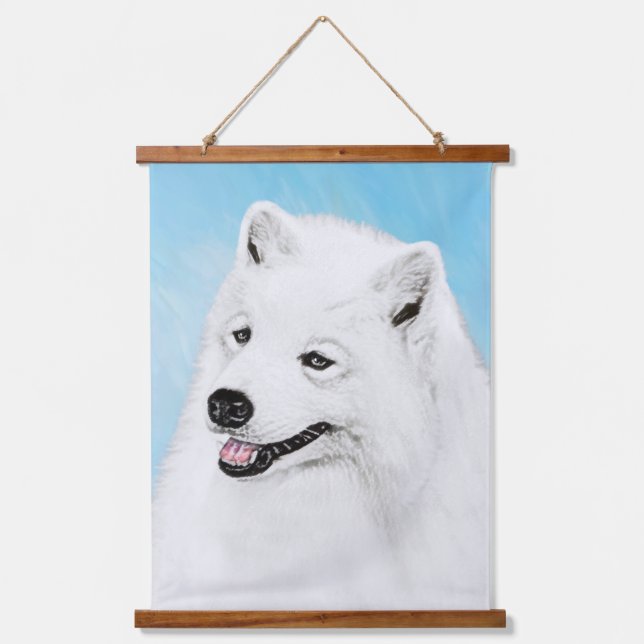 Samoyed Painting - Cute Original Dog Art Hanging Tapestry (Front)