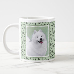 Samoyed Painting - Cute Original Dog Art Large Coffee Mug