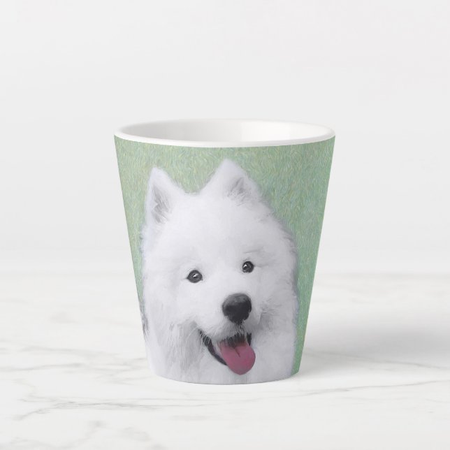 Samoyed Painting - Cute Original Dog Art Latte Mug (Front)
